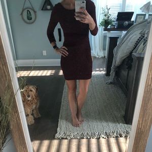 Bodycon dress red with sparkle